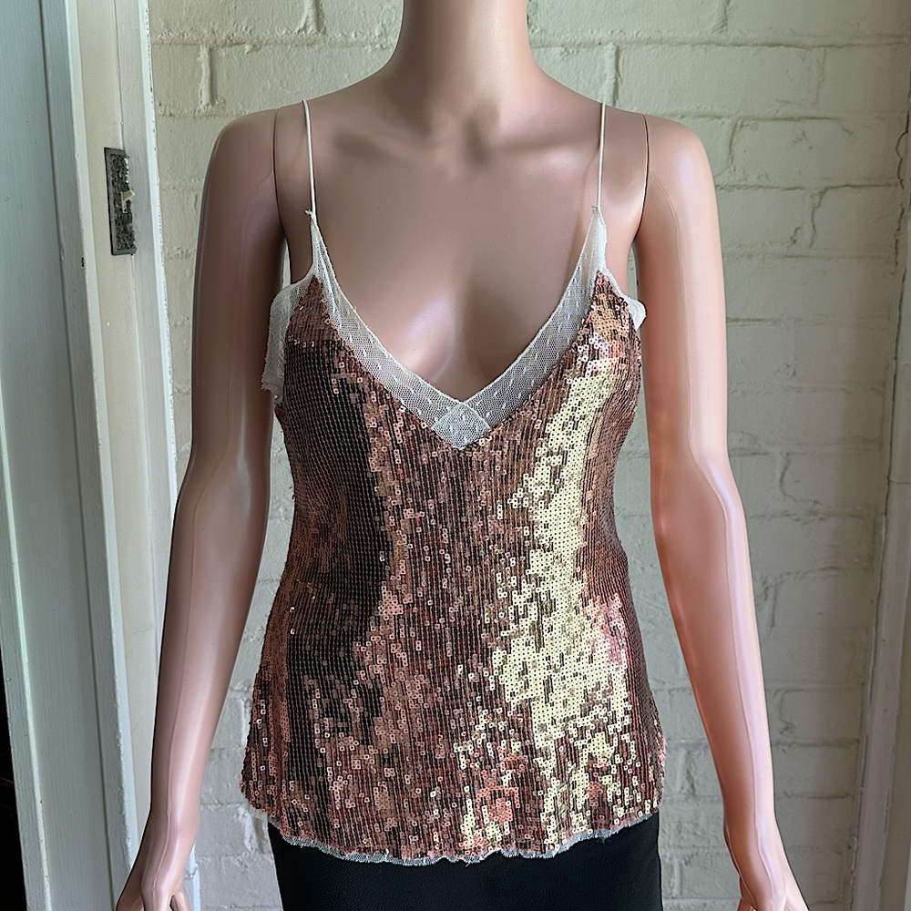 Free People size small beautiful bronze sequined tank top blouse summer top